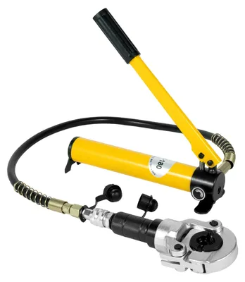 Produktbild von Hydraulische Kupferrohrpresse - Hydraulisches Crimpwerkzeug - Handgerät - Austauschbare Pressbacken - Manuelle Hydraulik - Für Kupferrohre und Fittings