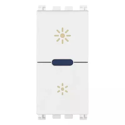 Produktbild von Vimar 19135.1.B, Tasten, Weiß, IP40, CE, IMQ, EAC, TISI, UKCA, RoHS UAE, Direttiva RAEE, 230 V, 50,7 mm