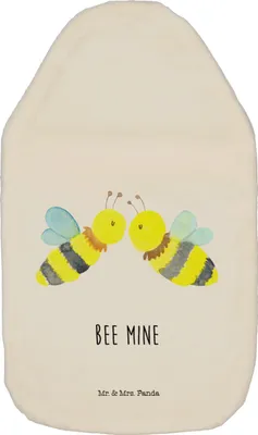 Produktbild von Mr. & Mrs. Panda Wärmflasche Biene Liebe - Weiß - Geschenk, Flauschige, Kuschelwärmflasche, naturkautschuk, Wärmflaschen, Wärmekissen, Hummel