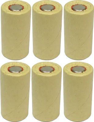 Produktbild von 6x Sub-C Akku Zelle 2500mAh 1,2V Hochstromfest Schnelladefähig Rohzelle zum Selbsteinbau Austausch ohne Lötfahnen Flattop im Pappmantel Ersatzakku Austauschakku Industriezelle für Werkzeug/Modellbau