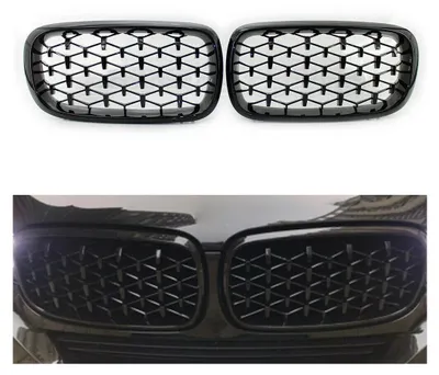 Immagine prodotto di Griglie del radiatore a forma di rene per BMW X5 E70 / X6 E71 (2007–2013) in stile Diamond, nero lucido