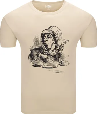 Produktbild von Diarbo Herren T-Shirt mit Aufdruck Alice im Wunderland Verrückter Hutmacher Beige Gr.M