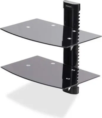 Obrázok produktu pre StarTech.com 2B-WALL-MOUNT-SHELF, Čierna, Sklo, 7 kg, Hliník, Plast, Oceľ, Múr, 2 police/políc