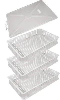 Produktbild von 3er Set mit Deckel Eurobox Bäckerkiste Fleischerkiste 60x40x10 lebensmittelecht