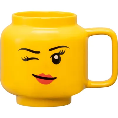 Image de LEGO Tasse à café WINKING GIRL 530 ml jaune dans sa boîte en céramique