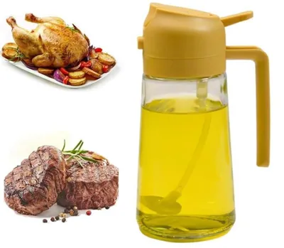 Ölspender und -sprüher 2-in-1, Glas, 450 ml, gelb