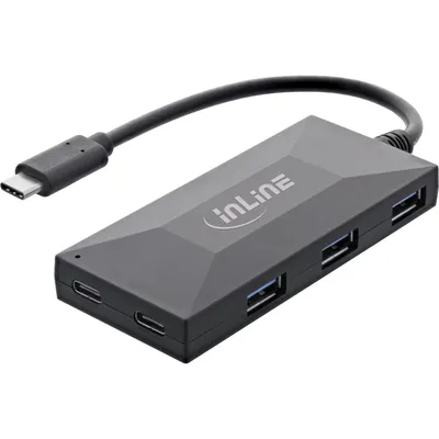 Obrázok produktu pre InLine 35399, USB 2.0 Type-C, USB 3.2 Gen 1 (3.1 Gen 1) Type-A, USB 3.2 Gen 1 (3.1 Gen 1) Type-C, 5000 Mbit/s, Čierna, 0,3 m, Jednosmerný prúd