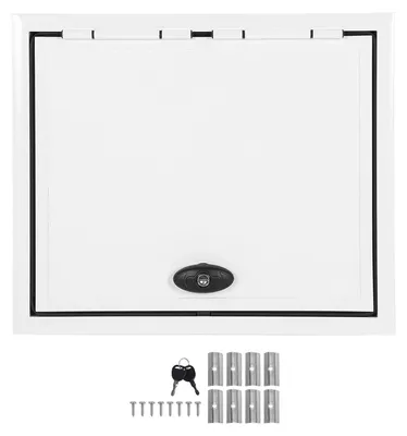 Obrázek produktu pro Zadní dveře karavanu, 50,8 x 50,8 cm, čtvercové, odolné proti UV záření, robustní přístup k úložnému prostoru s dvojitou tyčí a zámkem pro přívěs