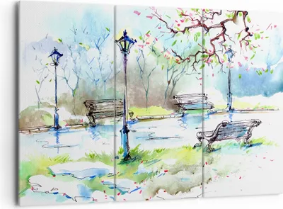 Produktbild von Bild auf Leinwand - Leinwandbild - Path urban Park Landschaft - 165x110cm - Wand Bild - Wanddeko - Leinwanddruck - Bilder - Kunstdruck - Wanddekoration - Leinwand bilder - Wandkunst - CE165x110-3035