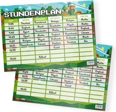 Produktbild von itenga Stundenplan Blockgame PIXEL einseitig abwischbar DIN A4