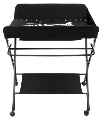 Produktbild von Mobiler Wickeltisch - Faltbare Wickelstation - Höhenverstellbar - Eisenrahmen - Oxford-Gewebe - Seitenkorb 74×18×14 cm - Größe 70×77 cm - Schwarz