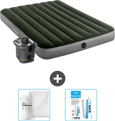 Produktbild von Intex Airbed - Doppelbett - 137 x 191 x 25 cm - Grün - Inklusive Pumpe - Spannbettuch en Reperaturset