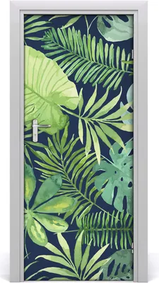 Produktbild von Tulup Türaufkleber 85x205 cm Dekorative Aufkleber Selbstklebend Wasserdichte Tapete Abnehmbar Schlafzimmer Wohnzimmer Wohnkultur - tropische Blätter