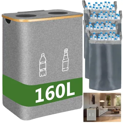 Produktbild von Flaschensammler, Geruchsneutralisierender Deckel, Abnehmbare Innentaschen, Grau 160L(P)