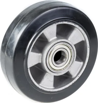 Image de 152mm wheel with black elastic rubber on aluminium centre