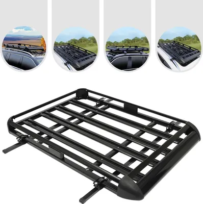 Produktbild von Auto-Dachträger - Großer Aluminium-Dachkorb - Verstellbare Breite - Universal für SUV mit Dachreling - Tragkraft bis 150 kg - Schwarz