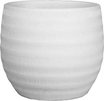 Produktbild von INNA-Glas Keramik Pflanztopf mit Rillen, weiß-matt, 17 cm, Ø 20 cm - Blumenübertopf