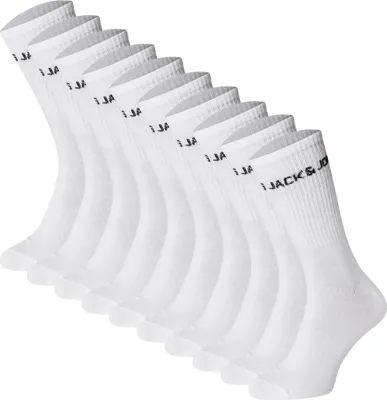 Produktbild von JACK&JONES Kinder Tennissocken, 10er Pack - JACREGEN TENNIS SOCKS, Baumwollmischung, Logo Weiß 33-37