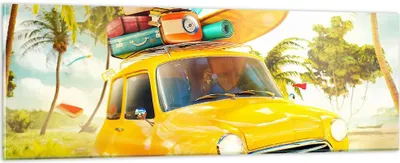 Produktbild von Bilder auf glas - Auto Strand Reise Sommer - 90x30cm - Glasbilder - Wandbilder - Kunstdruck - zum Aufhängen bereit - Wanddekoration aus Glas - Glas Bilder - Wandbild auf Glas - GAB90x30-2839