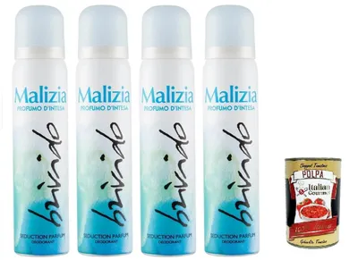 Produktbild von MALIZIA Deodorante Donna Brivido Seduction,Deodorant Deo Spray für Damen 4x 100ml + Italian Gourmet polpa 400g