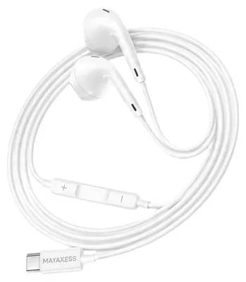 Image de Mayaxess, casque USB-C avec micro pour Galaxy S21 Ultra, blanc