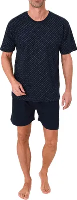Produktbild von Normann Herren Schlafanzug kurzarm Shorty Pyjama in zeitloser Minimal Print Optik ; grün , 54