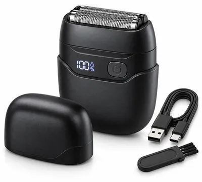 Produktbild von Elektrorasierer Herren, Mini Rasierer für Männer, Nass- und Trockenrasur, 9500 U/min, Type-C, abwaschbar, Schwarz