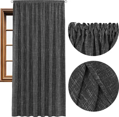 Produktbild von Domarex Fertigvorhang 140x280 cm Grau Melange, Halbtransparente Gardine mit Kräuselband, Eleganter Vorhang Wohnzimmer & Schlafzimmer, Grau