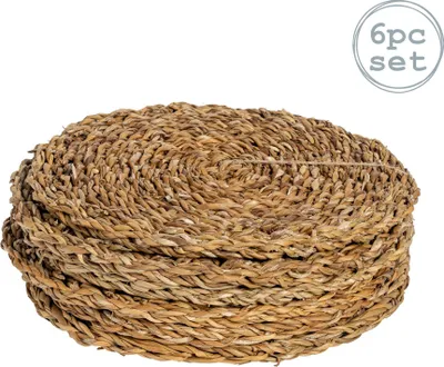 Produktbild von Runde Tischsets aus gewebtem Seegras - 30 cm - 6er-Pack