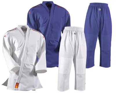 Produktbild von DANRHO Judoanzug Yamanashi mit Schulterstreifen in blau oder weiß blau 180