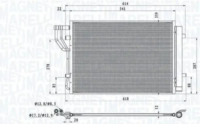 Produktbild von MAGNETI MARELLI 350203805000 Kondensator Klimaanlage Klimakondensator für HYUNDAI i20 (PB, PBT) +Trockner