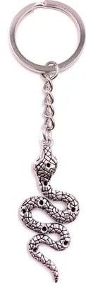 Image de Onwomania Porte-clés serpent à pois motif argent pendentif métal Charm