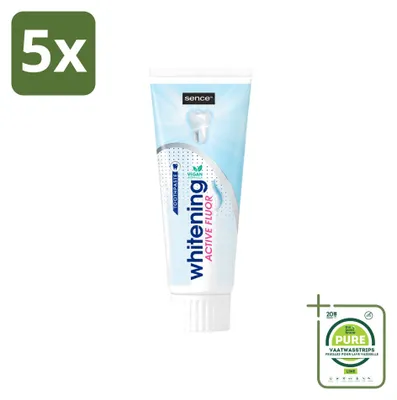 Productafbeelding van 5 x Sence Whitening tandpasta met fluoride - 75 ml - Voordeelverpakking - 5 stuks