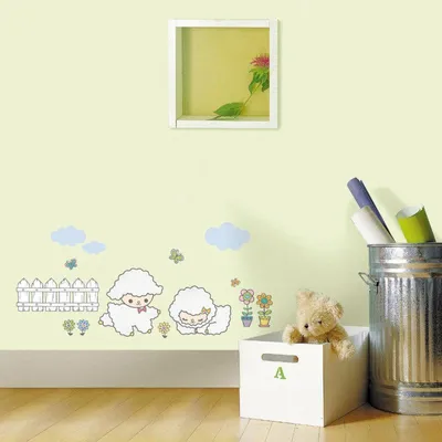 Produktbild von Wandaufkleber mit Schafmotiven – Dekorative Klebedekoration