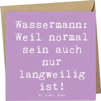 Produktbild von Mr. & Mrs. Panda Grußkarte Spruch Wassermann Unikat - Lavendeltraum - Geschenk, Geschenke Sternzeichen, doppelkarte, Glückwunschkarte, Tierkreiszeichen, astrologische