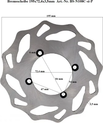 Obrázok produktu pre Brzdový kotúč 195 mm/72,4 mm otvorený