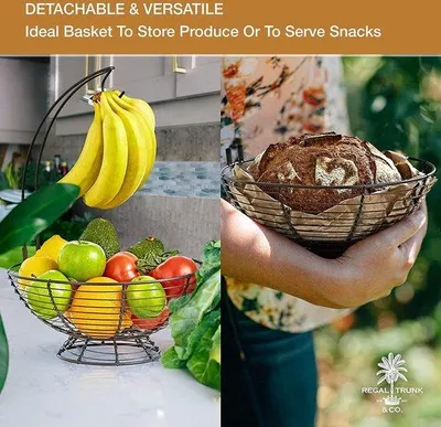 Produktbild von Rustikale Obstschale mit Bananenhalter mittelgroß
