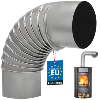 Image de KOTARBAU® Coude de cheminée 90° Coude Ø 110 mm Tuyau de poêle Tuyau de fumée en tôle Coude de gaz de combustion pour cheminée Coude de poêle Tube argenté Coude