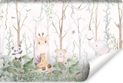 Produktbild von Muralo Selbstklebende Fototapete für Kinderzimmer wilde TIERE Pflanzen Br. 180cm x Hö. 120cm