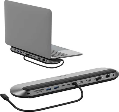 Produktbild von Belkin INC014BTSGY, Kabelgebunden, USB 3.2 Gen 2 (3.1 Gen 2) Type-C, 100 W, 3,5 mm, 2500 Mbit/s, Schwarz, Grau