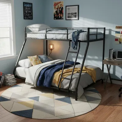Image de Structure de lit métallique gain de place, conçue pour deux personnes – Compatible avec des matelas de dimensions 190 x 80 cm et 190 x 130 cm, Image générée par une IA