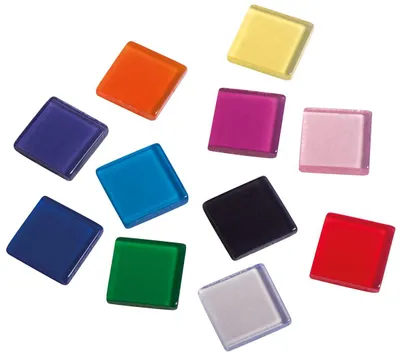 Immagine prodotto di Mosaico acrilico trasparente colorato assortito, 10 x 10 mm 50g, ca. 205 pezzi