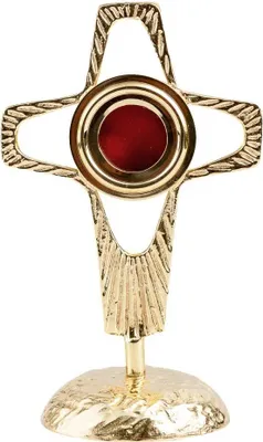 Produktbild von 20cm Reliquar Messing Vergoldet Monstranz Hausaltar Luna 4cm Öffnung Hinten 3306
