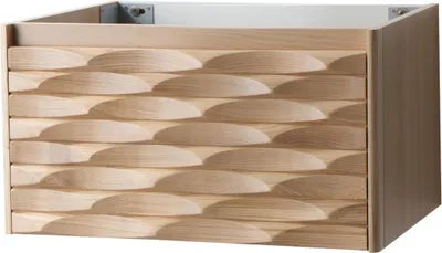 Productafbeelding van BELVIT ARGENA Onderkast voor wastafel, 80 cm, 1 lade, zonder handgreep, soft-close sluiting, licht eikenhout met golfpatroon, multiplex met espenfineer