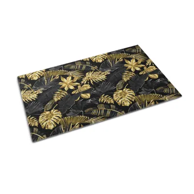 Immagine prodotto di Tappetino per l'ingresso - Sottotappeto per raccogliere lo sporco - Tappetino antiscivolo per interni ed esterni - 60x40 cm - Motivo: piante dorate