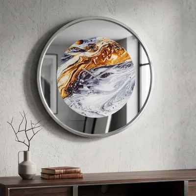Immagine prodotto di Orologio da parete a specchio, modello Mauro Ferretti, grigio, diametro 60 cm, profondità 5 cm, multicolore