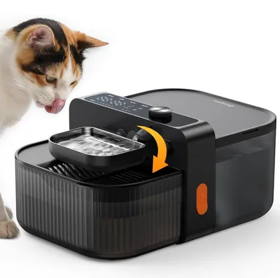 Immagine prodotto di Fontanella per gatti, senza fili, capacità 3,5 litri, con batteria da 3000 mAh, serbatoio per acqua fresca e serbatoio per acqua di scarico