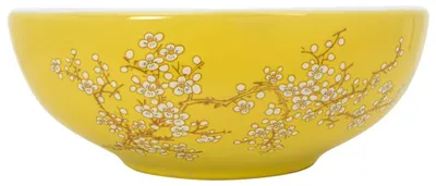 Produktbild von vidaXL Aufsatzwaschbecken Weiß und Gelb Rund Ø41x14 cm Keramik