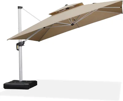 Produktbild von PURPLE LEAF Ampelschirm Rechteckiger 300 x 365 cm Sonnenschirm Groß Stabil Terrassenschirm 360°Rotation, für Garten,Terrasse, Pool Sonnenschutz ,Beige