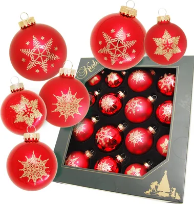 Produktbild von Krebs Glas Lauscha Satin-Kugeln in 16er Geschenkbox - rot - wunderschöne Christbaumanhänger aus Glas - 11255